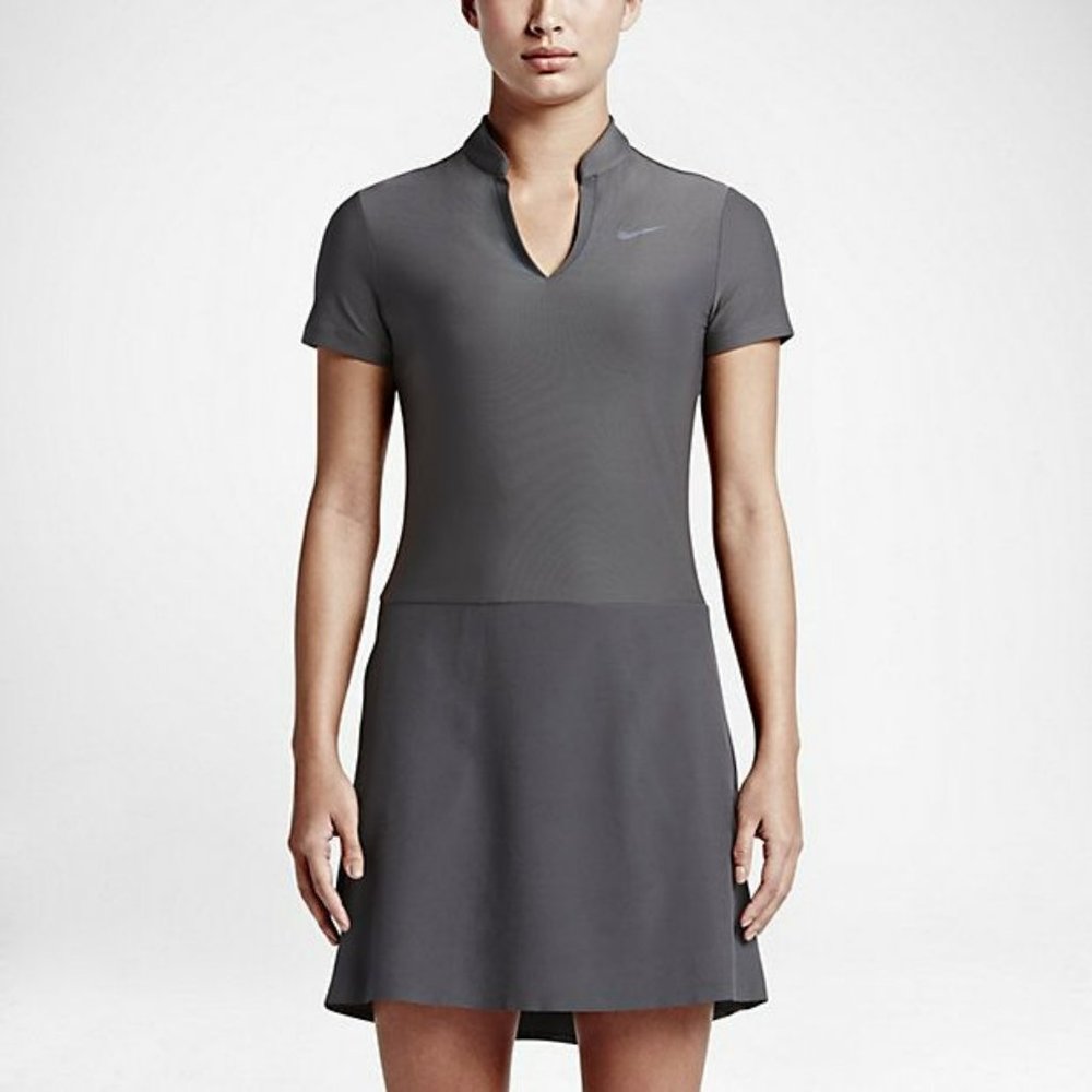Nike Golf Dress Dri Fit Ace Women Large Dark Gray V Neck Golf EUC